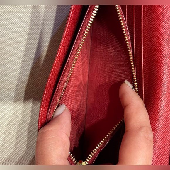 Authentic Prada Saffiano Bow Red Leather Wallet - Picture 9 of 13
